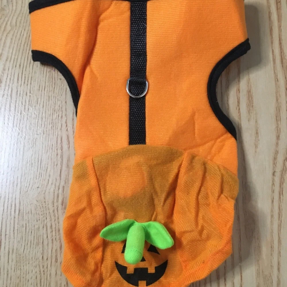 New Doggie 🐶 1pc Pumpkin Harness Halloween 🎃 Costume Belly 9” Neck 6.5” Across